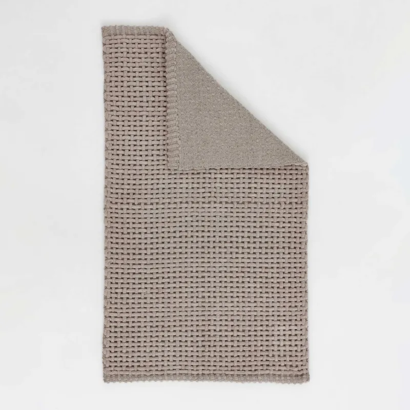 Mat, 60x110 cm, anti-slip, Polyester / cotton, beige, Grid, Cozy, image-4