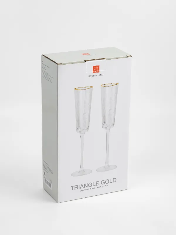 Drinking glass, 160 ml, 2 pcs, glass, with golden edging, Triangle Gold, image-6