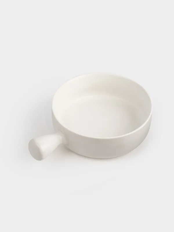 Baking dish, 15 cm, with handle, round, ceramic, white, Light kitchen, image-5