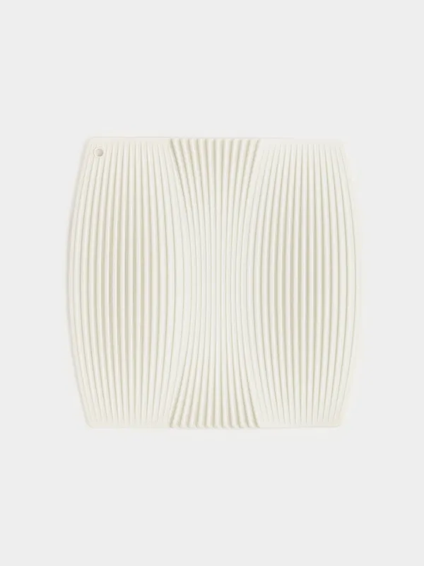 Hot pot holder, 20 cm, square, silicone, Beige, Wavelet, image-0