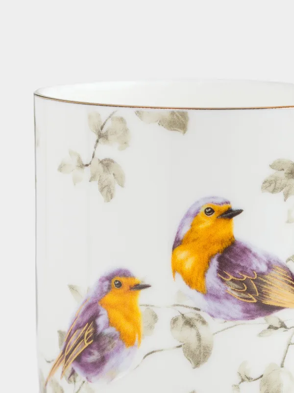 Mug, 380 ml, porcelain F, with golden edging, Painted fairywren, Paradise bird, image-5