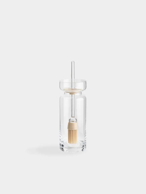 Oil container, 270 ml, with brush, Glass / Silicone, Beige, Soft Kitchen, image-0
