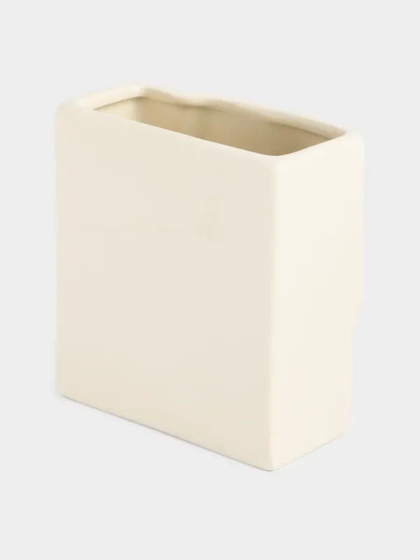 Cosmetic brush stand, 12 cm, ceramics, milky, Face fragment, Face, image-2