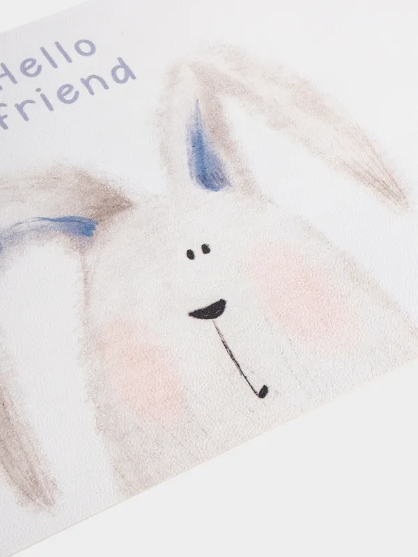 Placemat, 33x46 cm, PVC, rectangular, blue and white, Hello friend, Rock print, image-4