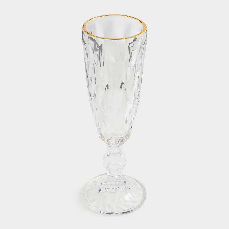 Drinking goblet glass, 170 ml, glass R, with golden edging, Rhomb gold, image-1