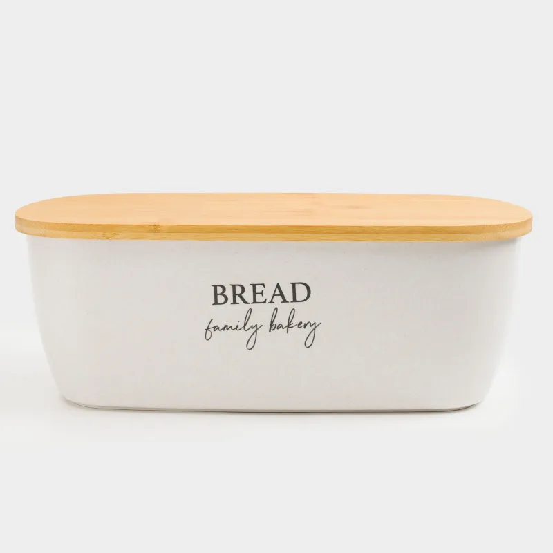 Bread box, 37x21x13 cm, with cutting board, bamboo, oval, Dairy, Bread/Bakery, Course
