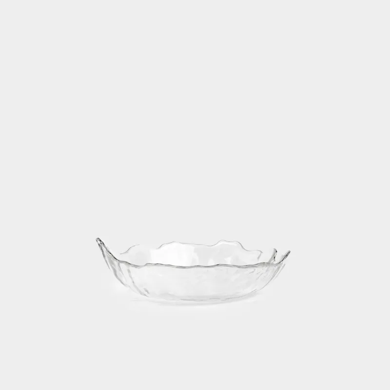 Salad bowl, 19x15cm, ml, glass, with silver edging, Petal, Nautilus silver