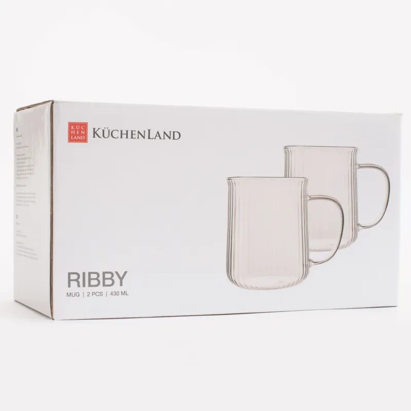 Mug, 430 ml, 2 pcs, glass B, Ribby, image-5