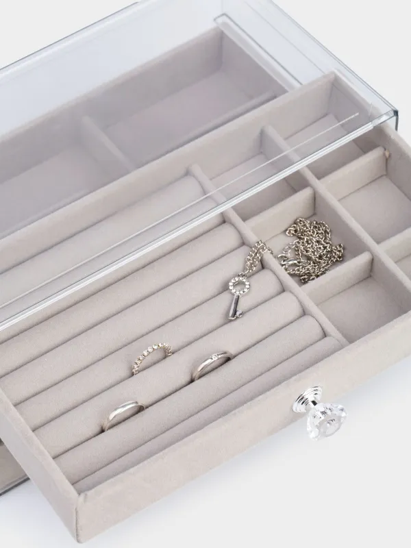 Jewelry box, 22x13 cm, plastic / velvet, grey, Affluence, image-8