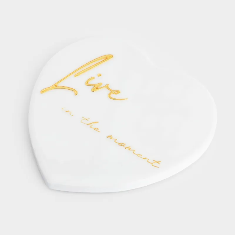 Coaster, 11x11 cm, ceramic / cork, White, Heart, Scroll, image-1