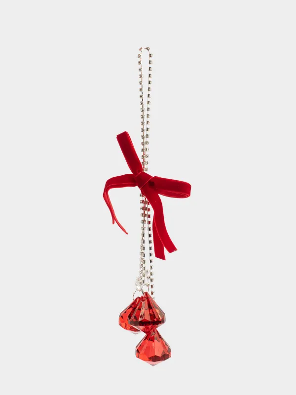 Christmas tree toy, 3 cm, acrylic, red, Crystals, Ice crystal, image-2