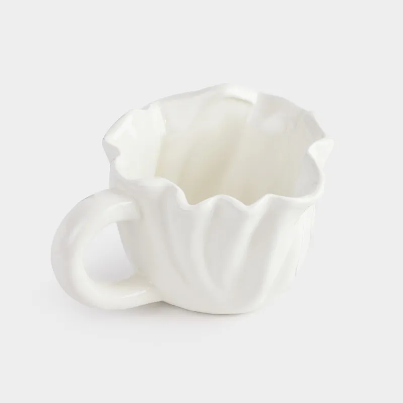 Mug, 400 ml, ceramic, milky, Crumpled effect, Crumple, image-1