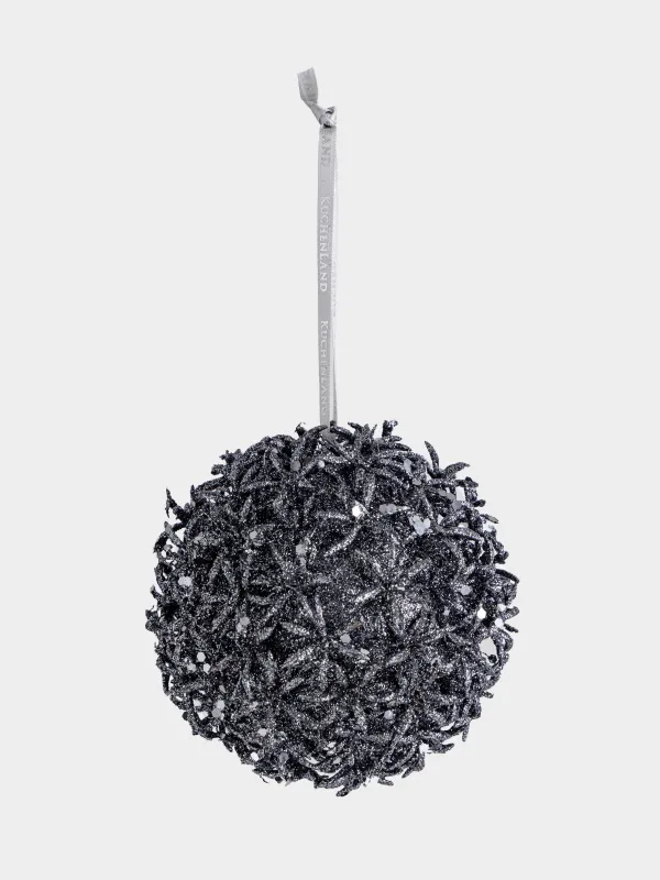 Christmas tree toy, 11 cm, plastic, with glitter, graphite, Fireworks, Balloon, Hedgehog ball, image-1