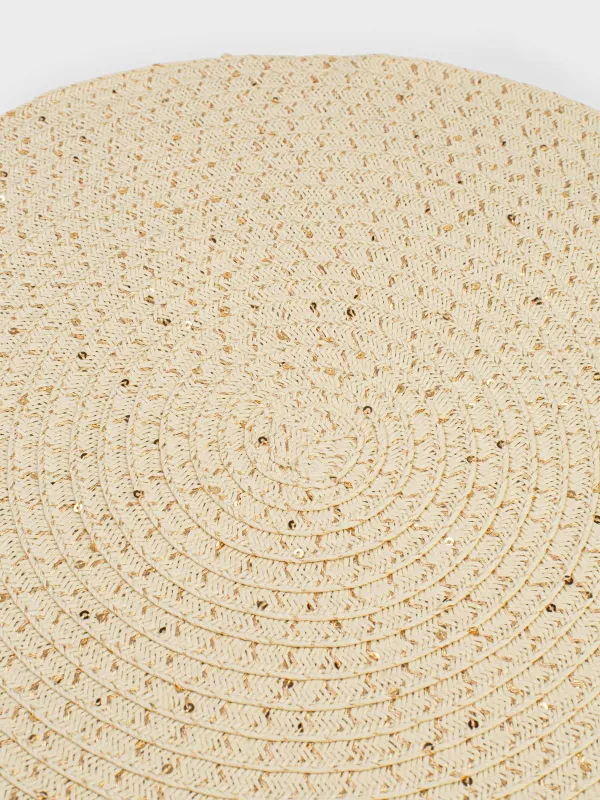 Placemat, 38 cm, paper, round, beige, Straw, image-2