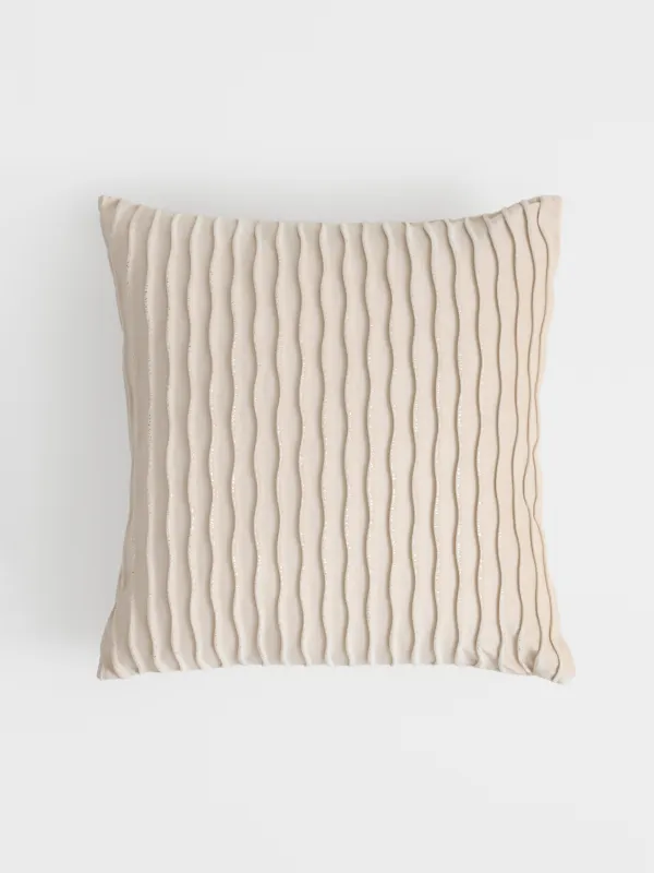 Decorative pillow, 43x43 cm, velvet, milky silver, Waves, Abstract, image-0
