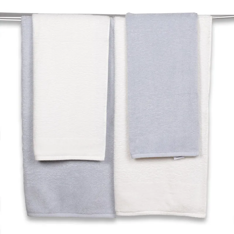 Towel set, 50x90 / 70x140 cm, 4 pcs, cotton, white / blue, Terry cotton, image-1