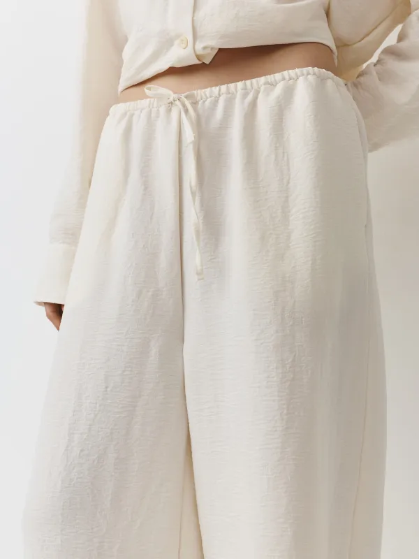 Women's trousers, homewear, size L, polyester, milky, Marlla, image-2