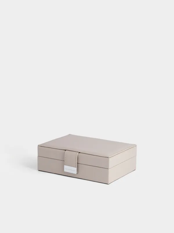 Jewelry box, 20x15 cm, with mirror, wood/PU leather, grey, Premiere one, image-0