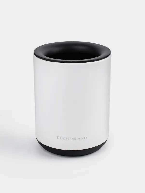 Toilet brush, 38 cm, with stand, rubber / metal, white and black, Vesta, image-1