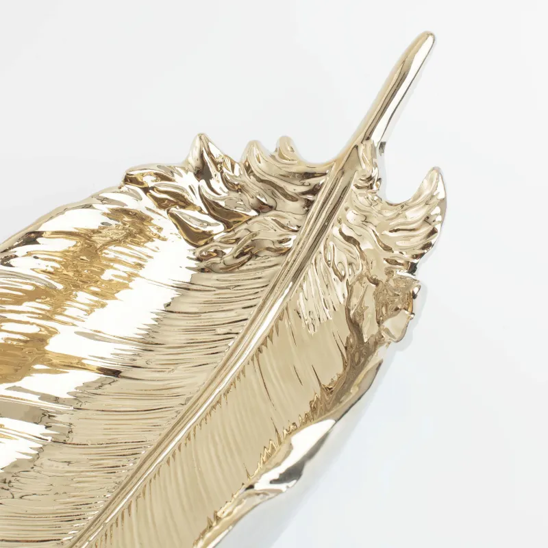 Decorative dish, 35x13 cm, porcelain P, golden, Feather, Royal jungle, image-4