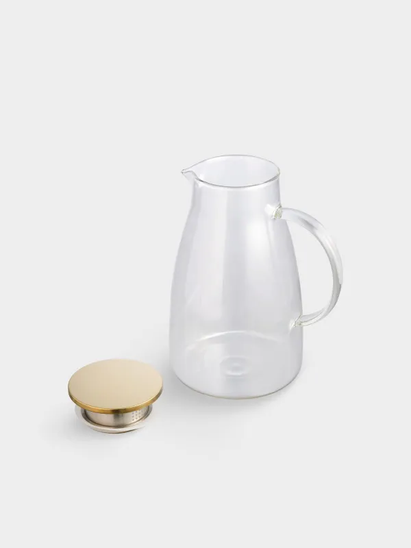 Jug, 2 l, with filter lid, glass B / steel, golden, Classic gold, image-7