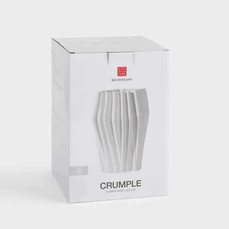 Flower vase, 26 cm, ceramic, milky, Textured lines, Crumple, image-3