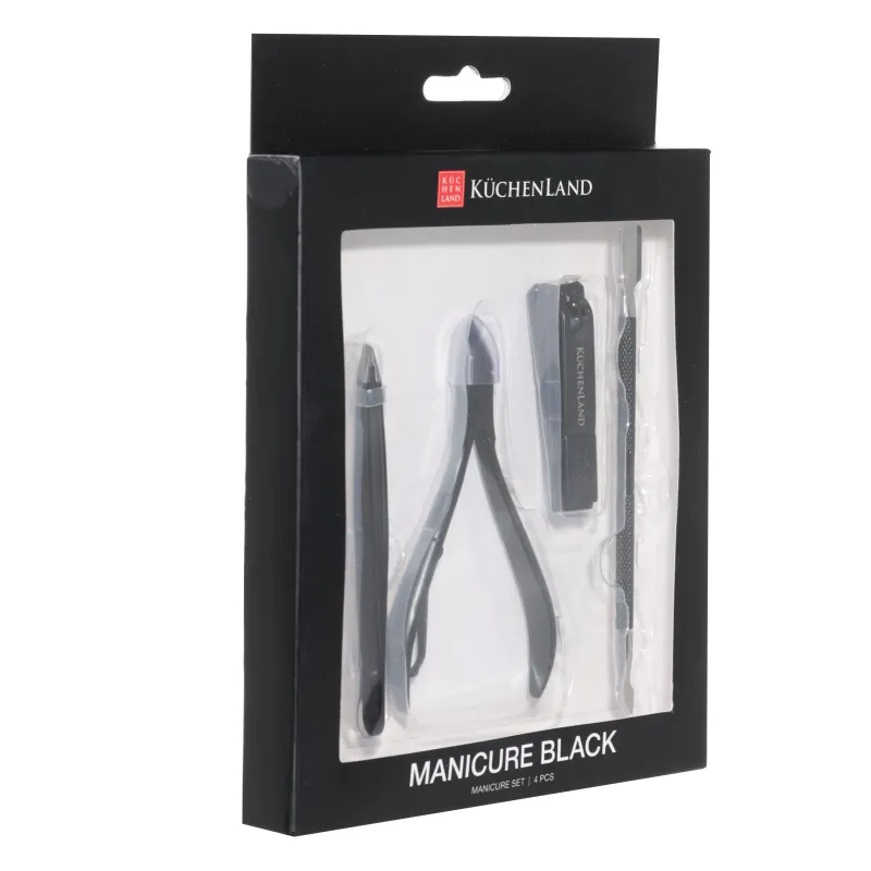Manicure set, 4 items, steel, black, Manicure black, image-5