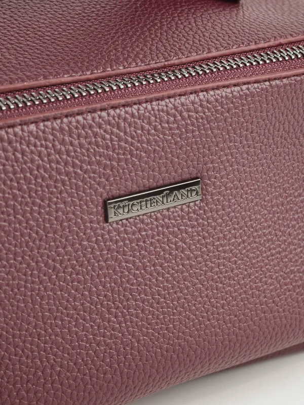 Cosmetic bag, 24x13 cm, with handle, polyurethane, brown, Krast, image-2