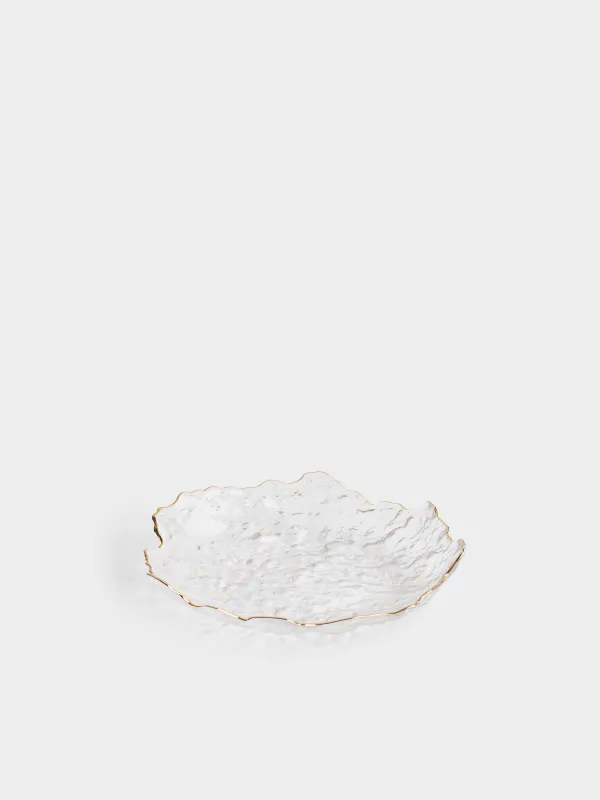 Dish, 25 cm, glass, with golden edging, Nautilus gold, image-0