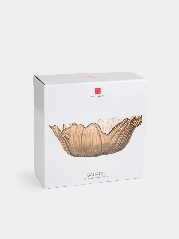 Salad bowl, 23x9 cm, 900 ml, glass, brown, Flower, Sahara, image-4