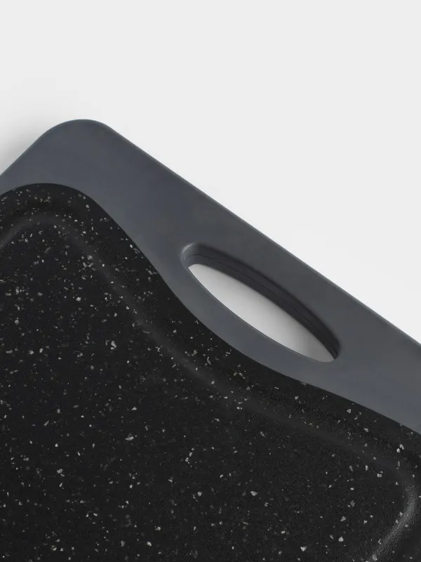 Chopping board, 28,5х20 cm, 2-sided, Bamboo/Plastic, black, Marble Bamboo, image-7