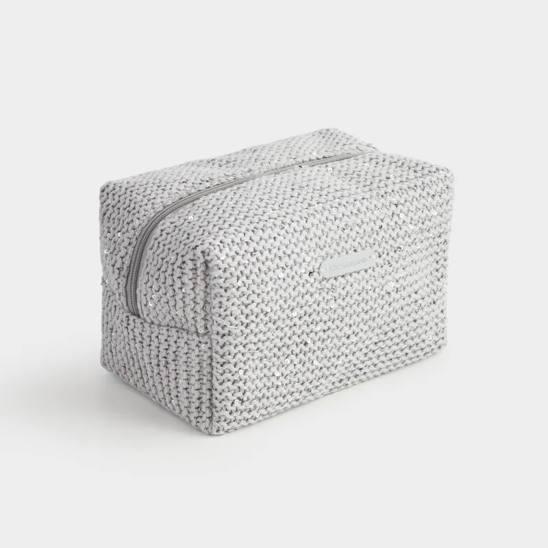Cosmetic bag, 20x10 cm, cotton / plastic, silver-grey, Node, image-1
