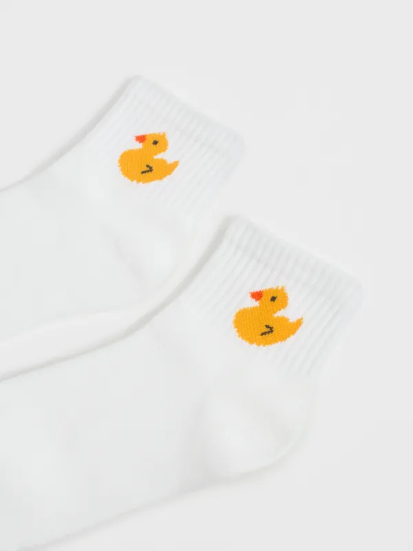Children's socks, size 23-26, cotton / polyester, white, Duckling, Lucky, image-1