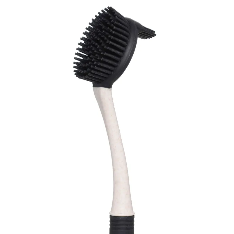 Cleaning brush, 27 cm, double-sided, rubber / plastic, black and beige, Black clean new, image-2