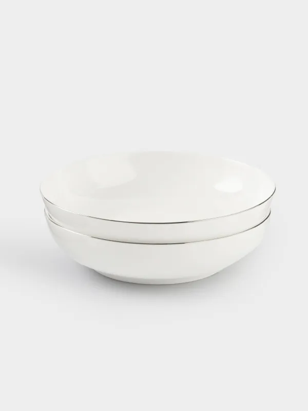 Soup plate, 20x4 cm, 2 pieces, porcelain F, white, Ideal silver, image-0