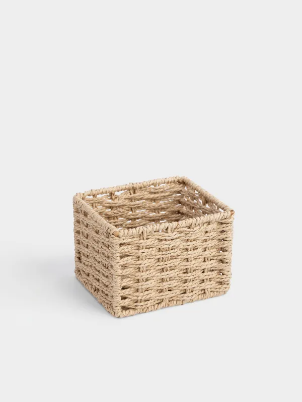 Towel, 30x30 cm, 6 pcs, in a basket with a bow, cotton, beige/white, Basket towel, image-4