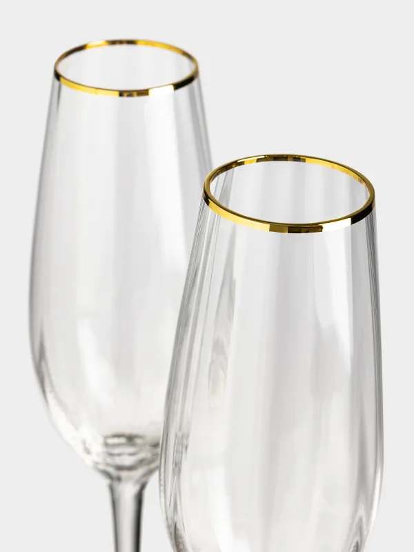 Drinking glass, 210 ml, 2 pcs, glass R, with golden edging, Filo R gold, image-4