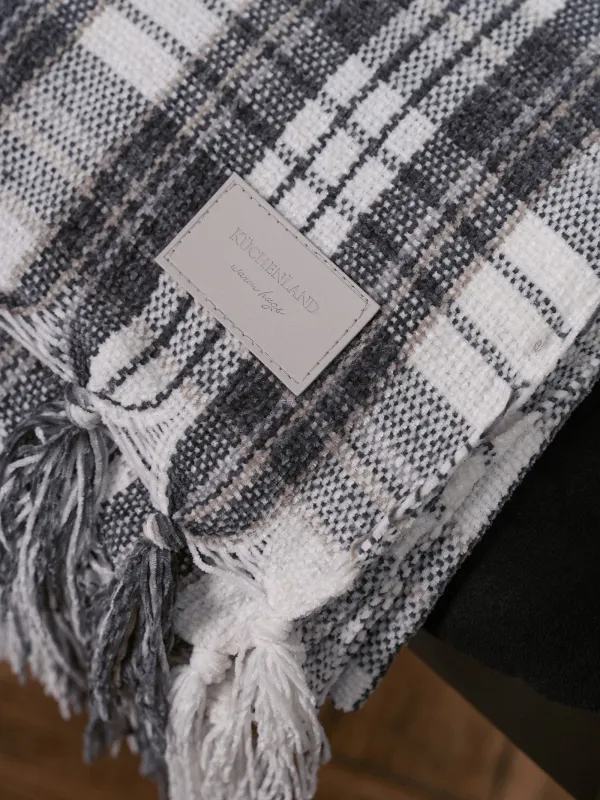 Plaid, 130x170 cm, fringed, chenille, white-brown, Plaid, Hazel, image-6