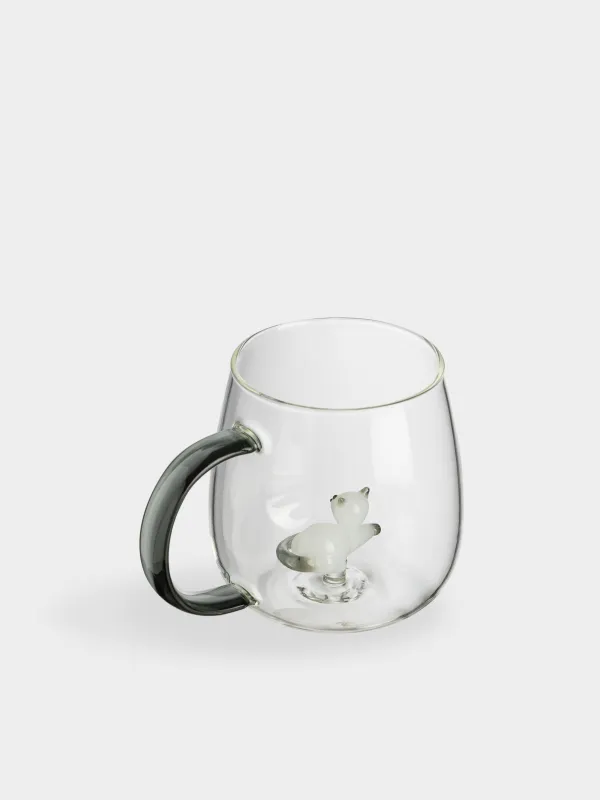 Mug, 400 ml, glass B, grey handle, Cat, Shape, image-2