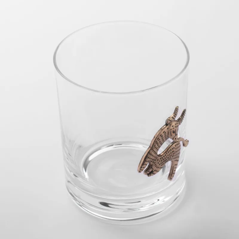 Whiskey glass, 10 cm, 340 ml, glass / metal, golden, Taurus, Zodiac, image-3