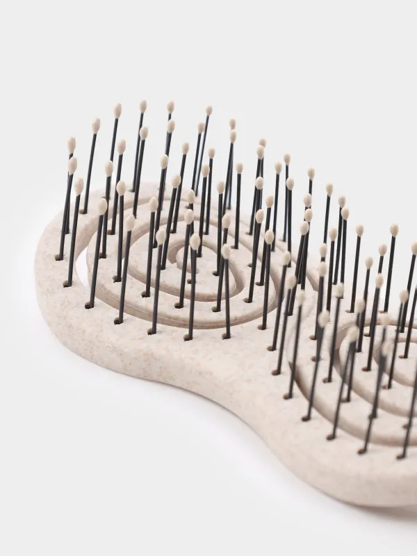 Hair massage comb, 9 cm, travel, vegetable fiber / plastic, beige, Zipo, image-4