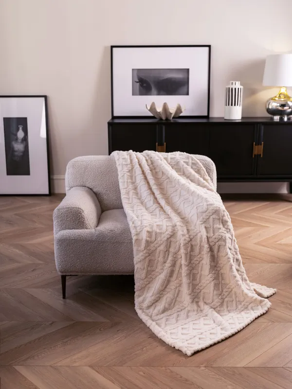 Blanket, 130x170 cm, Sherpa, gray, Braids, Sherpa, image-5