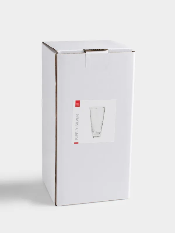 Glass, 17 cm, 450 ml, glass, with silver edging, Ripply silver, image-3