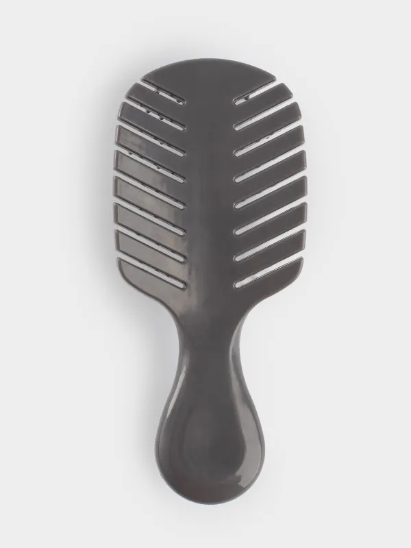 Hair massage comb, 14 cm, travel, plastic, gray, Demo, image-1