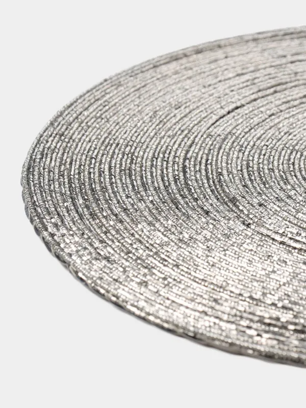 Napkin for appliances, 36 cm, beads, round, silver-gray, Rotation beads, image-1