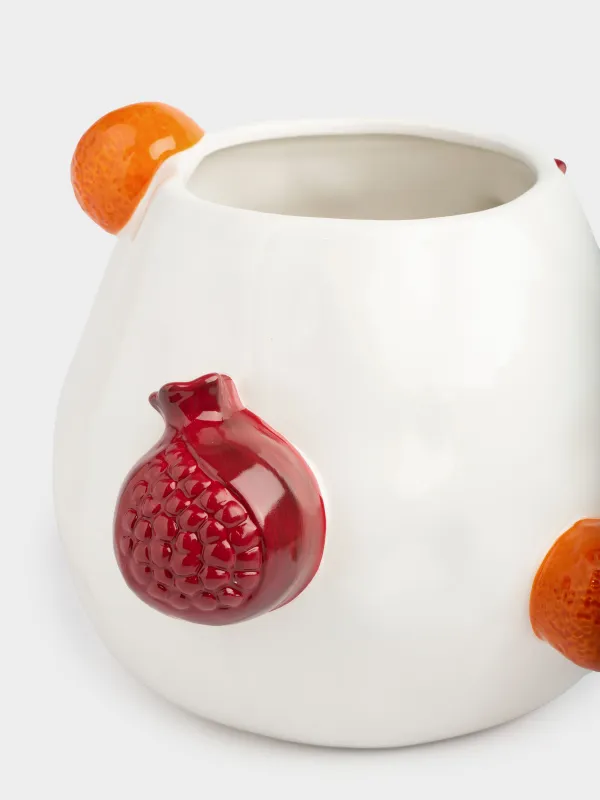 Flower vase, 19 cm, decorative, ceramic, Pomegranates and tangerines, Fruit, image-2