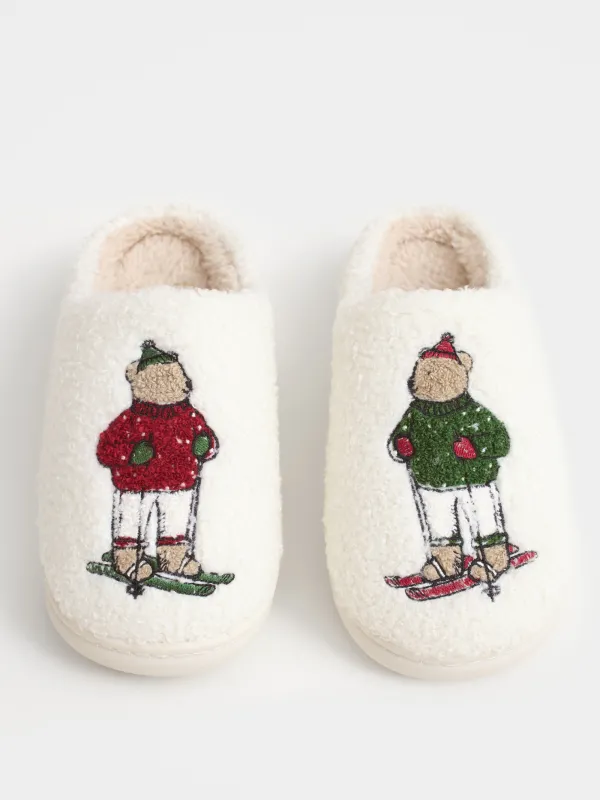 Children's slippers, homewear,size 33, artificial fur, milky, Bears, Needed, image-3