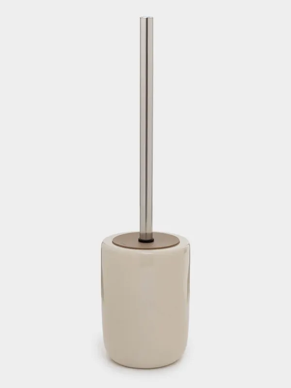 Toilet brush, 39 cm, with stand, ceramic / plastic, beige, Nira, image-0