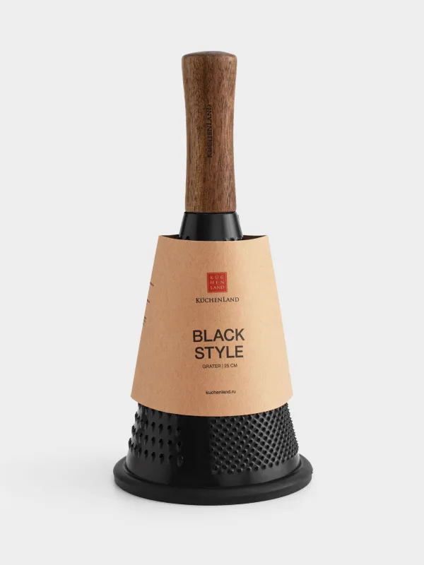 Grater, 25 cm, steel / wood, round, Black, Black style, image-4