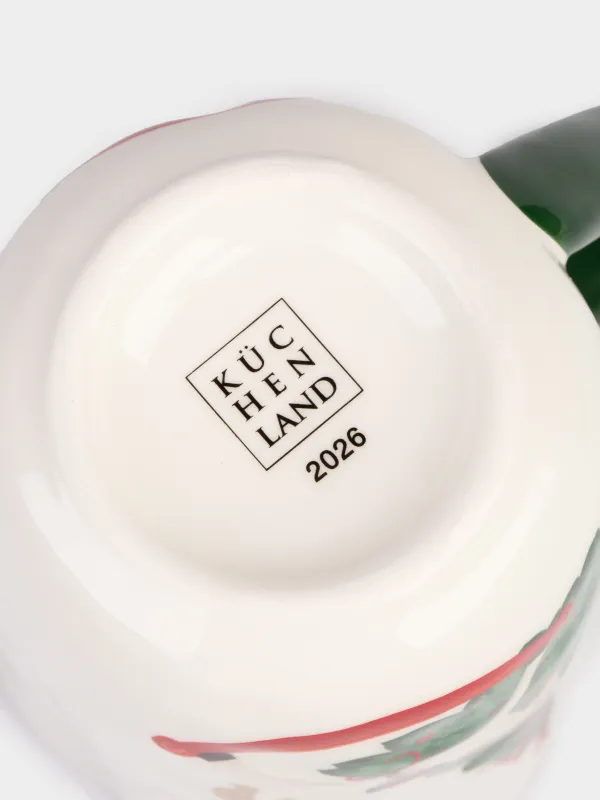 Mug, 580 ml, ceramic, Horse with Christmas tree, Christmas green, image-4